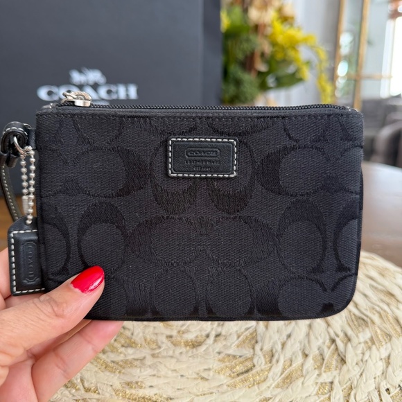 Coach Signature Jacquard Leather Wristlet Wallet Mini Clutch Bag Vintage Y2K - Picture 4 of 8